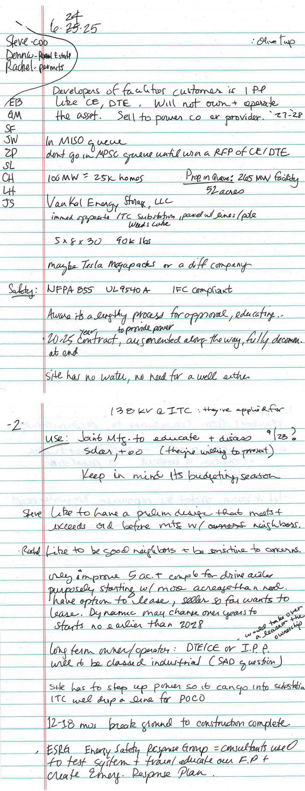Jodi Stefforia Notes from 06/24/2025 Meeting with Oshtemo Fire Officials, Oshtemo Officials and Oshtemo Planning Department