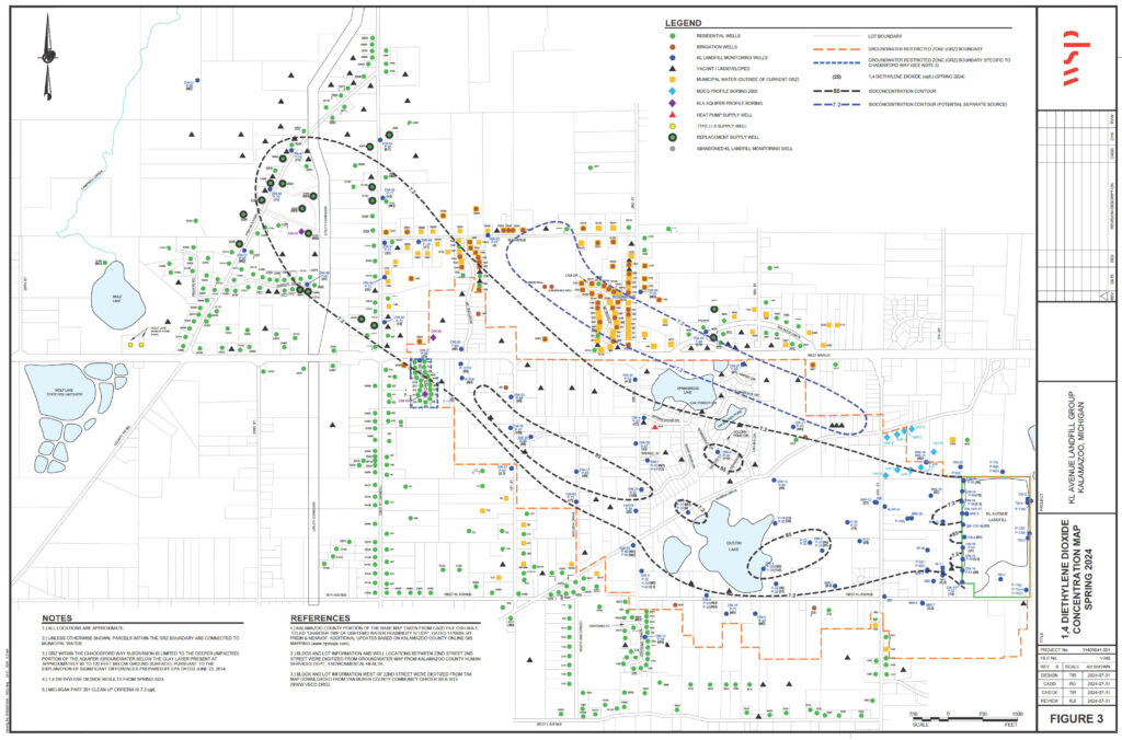 EPA March 2025 Report Page 84 Spring 2024 Isoconcentration Map for 1,4-dioxane